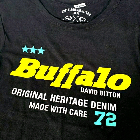 Buffalo David Button Boys Black T-Shirt XL 18/20 - Picture 2 of 4